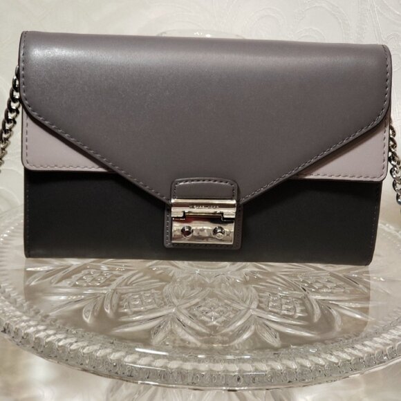 Michael Kors Sloan Clutch Wallet Handbag (Tricolor Gray)